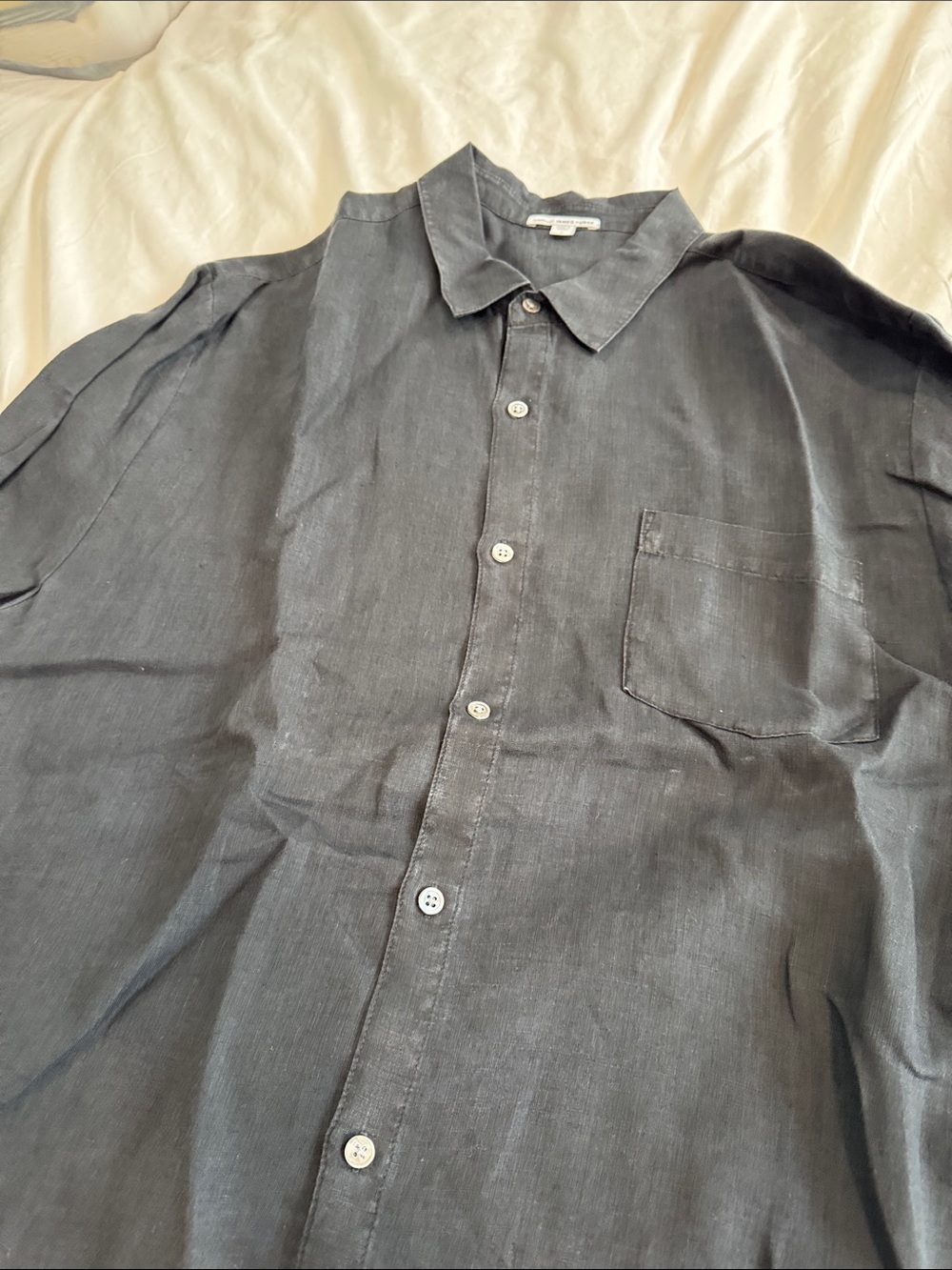 James Perse Black Button-Down Linen Shirt,Size XL